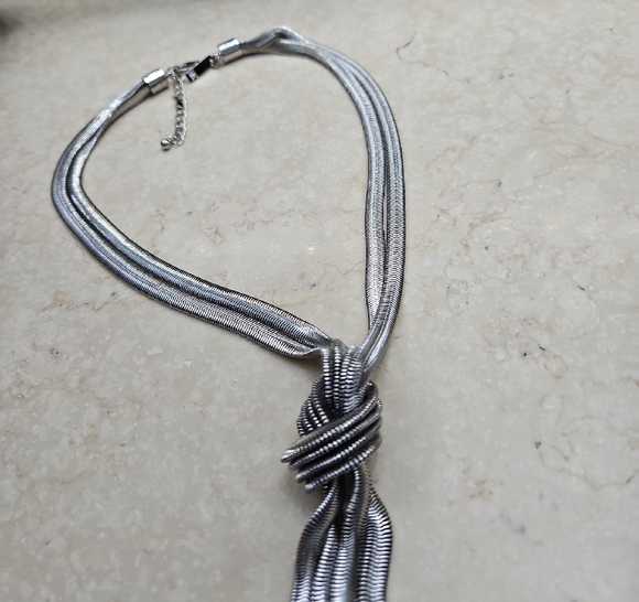 Silver Multi-Strand Statement Necklace - Picture 4 of 4